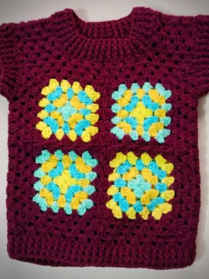 Image of: Granny Square Crochet Baby Sweater