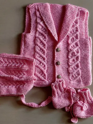 Image of: Baby Knitted Gift Set (3 Piece) – Pink